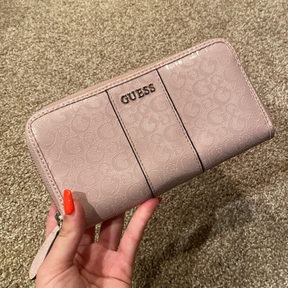 pink guess wallet